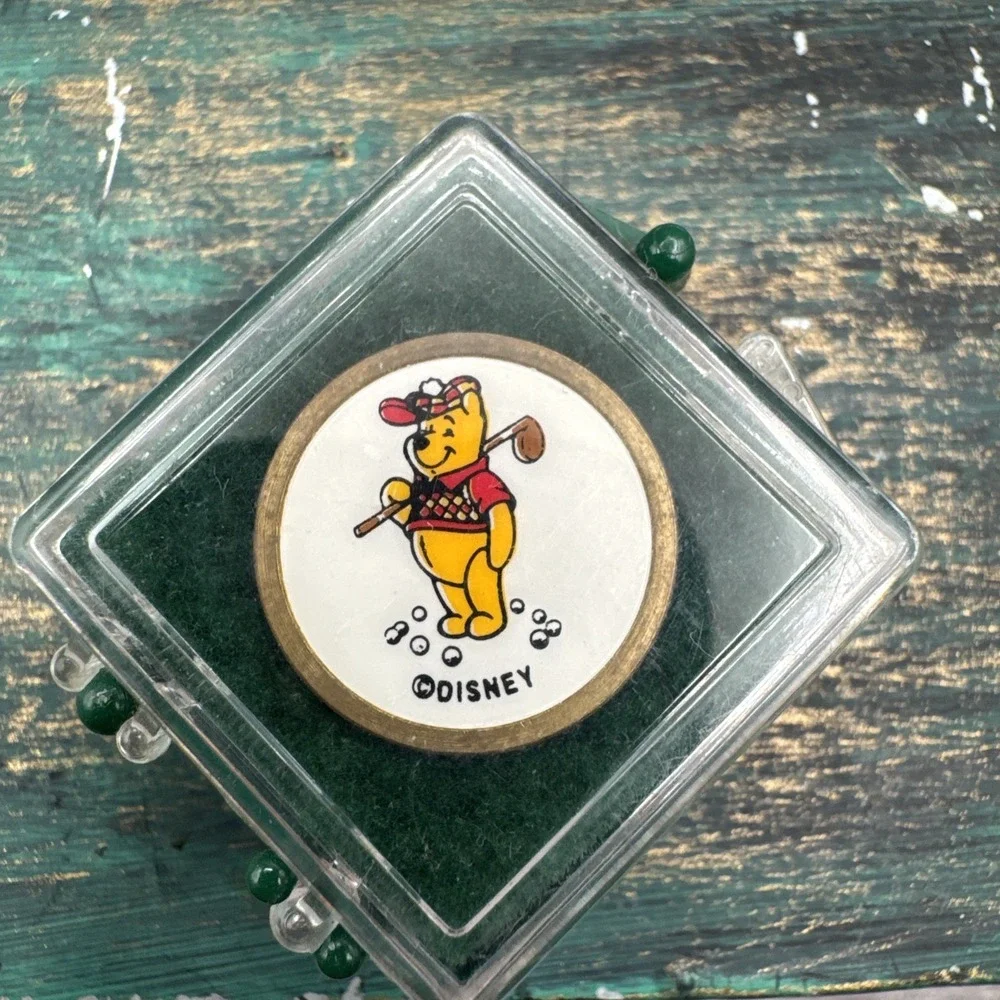 Disney Winnie The Pooh Golf Ball Marker w/ Case Vintage Disney Golf Collectible